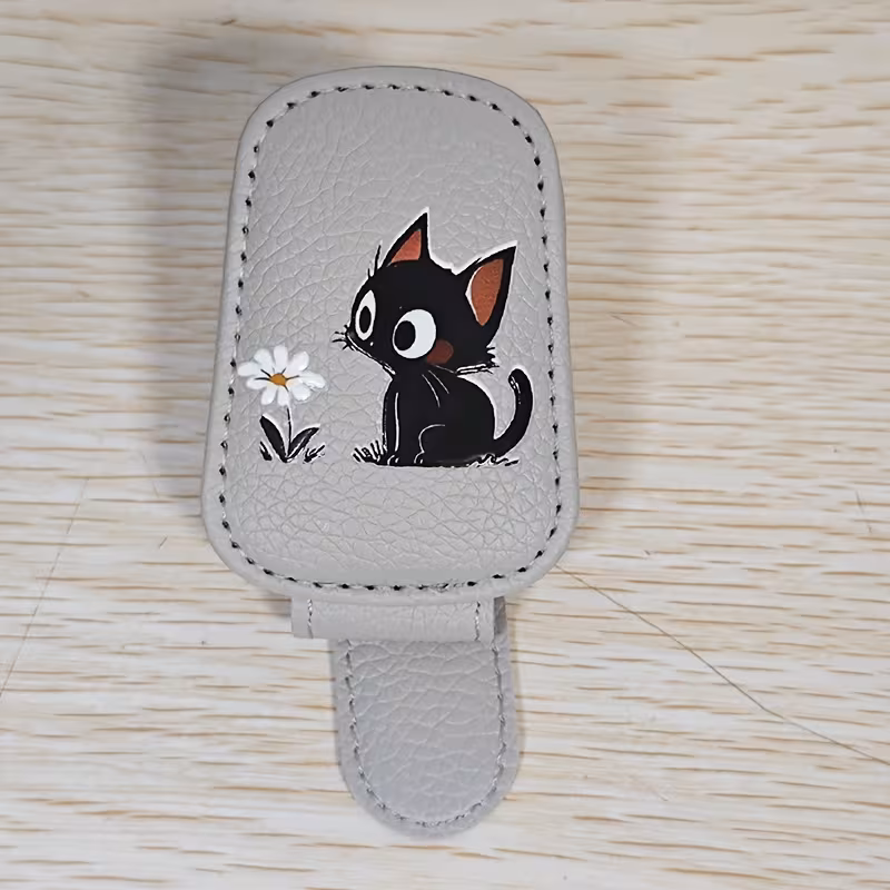 Floral Cat Car Sun Visor Glasses Holder